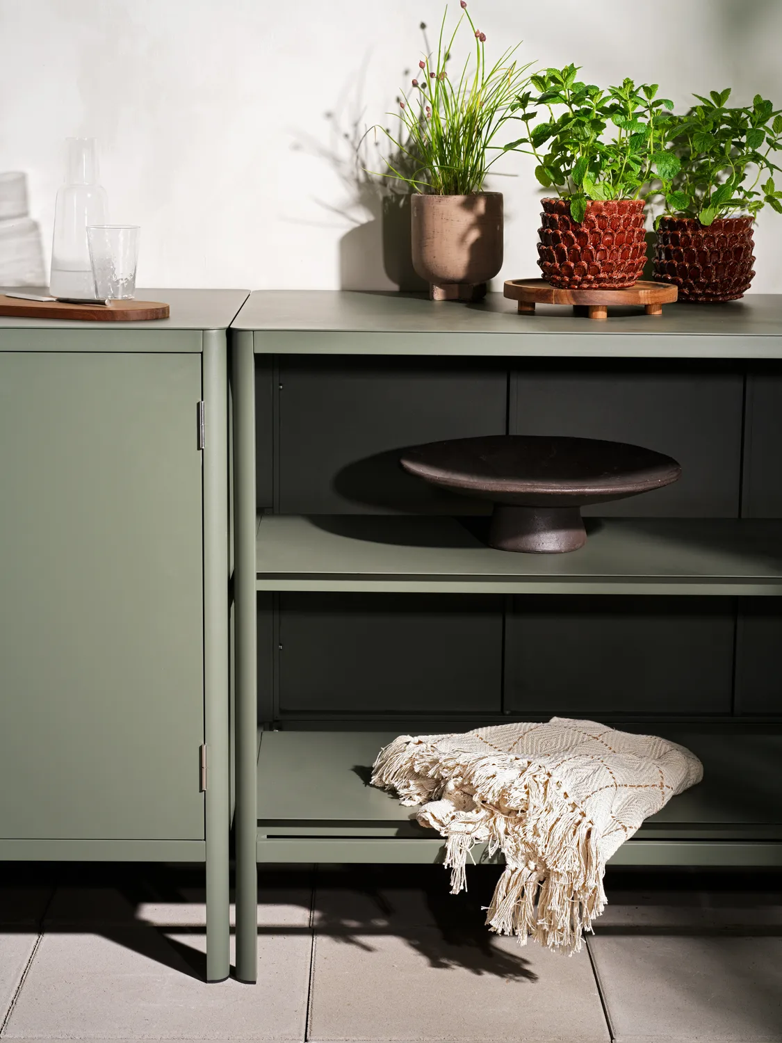 Kelia outdoor kitchen base cabinet with sink, Nordic green, 121x90x64 Brafab