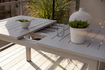 Lomma dining table - Light grey, 128-187x80x73 cm - Brafab