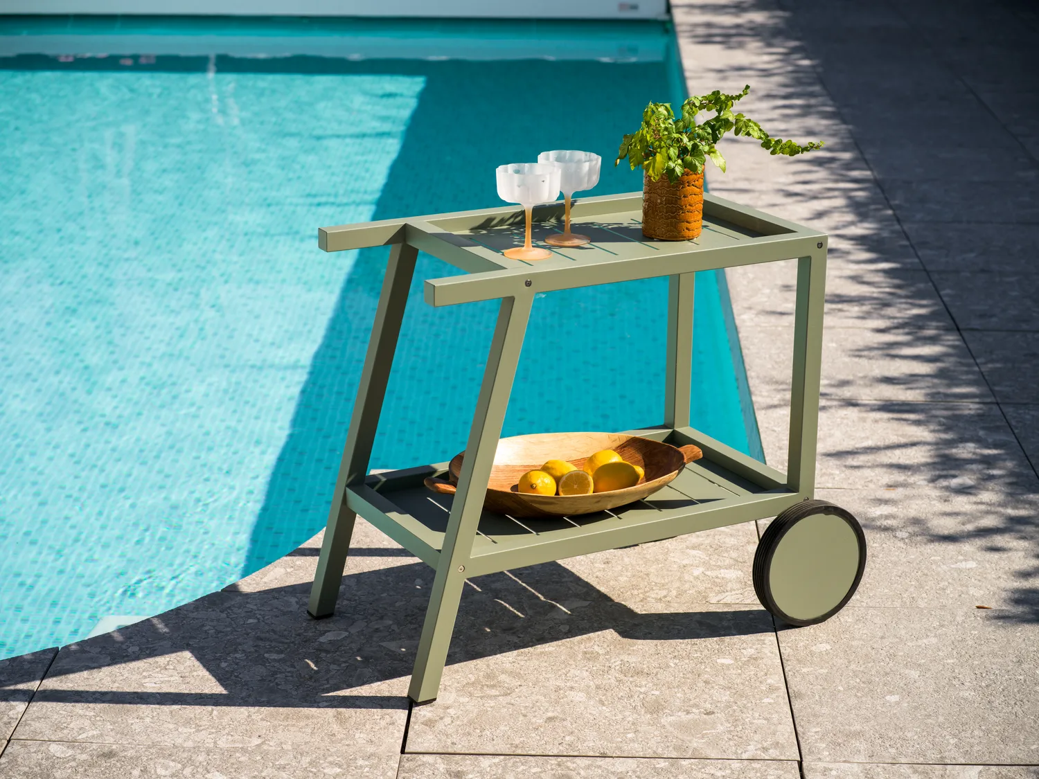 Samvaro serving trolley 86x49x69 cm, Dusty green Brafab