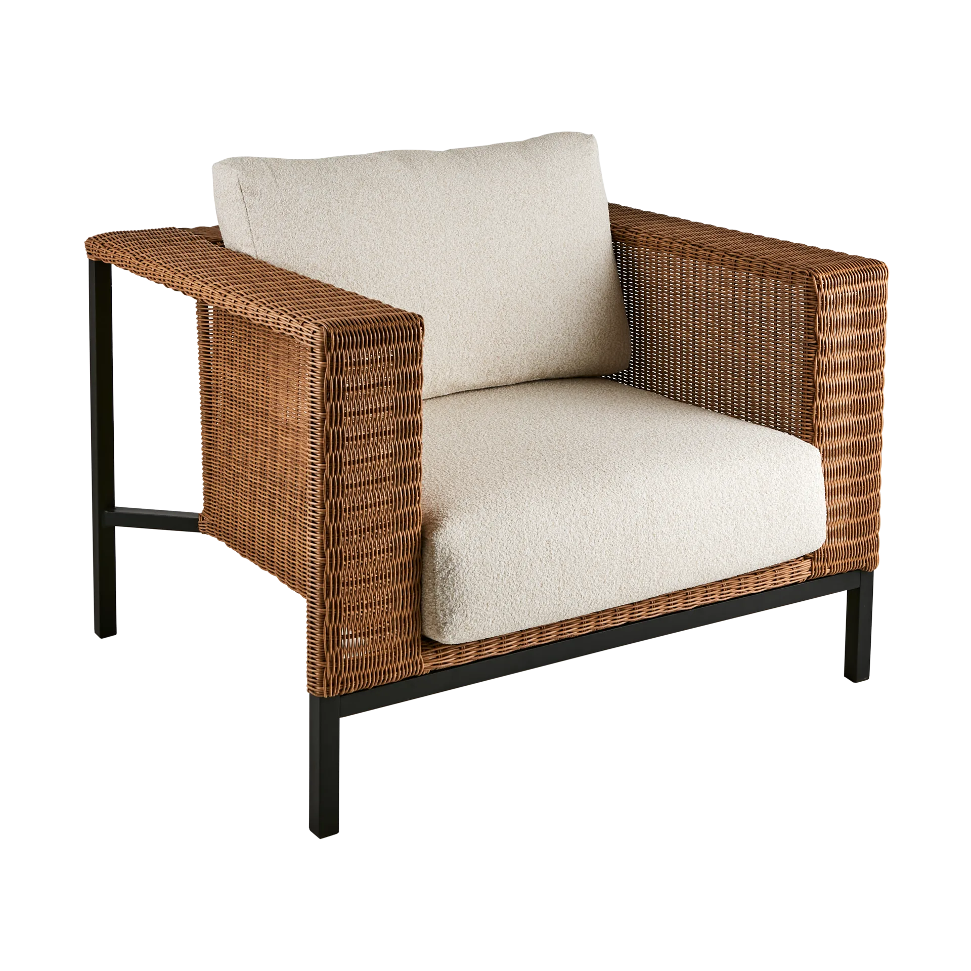 Shell lounge chair, Teddy rice-black Brafab