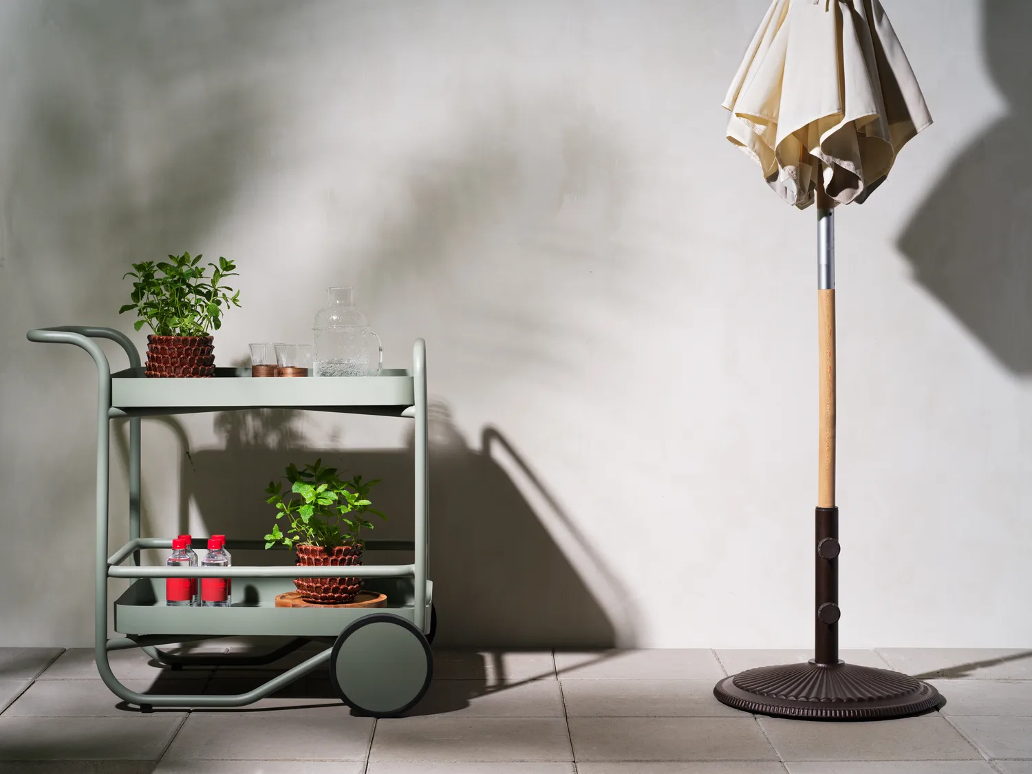 Trolley serving cart 88x59 cm, Dusty green Brafab