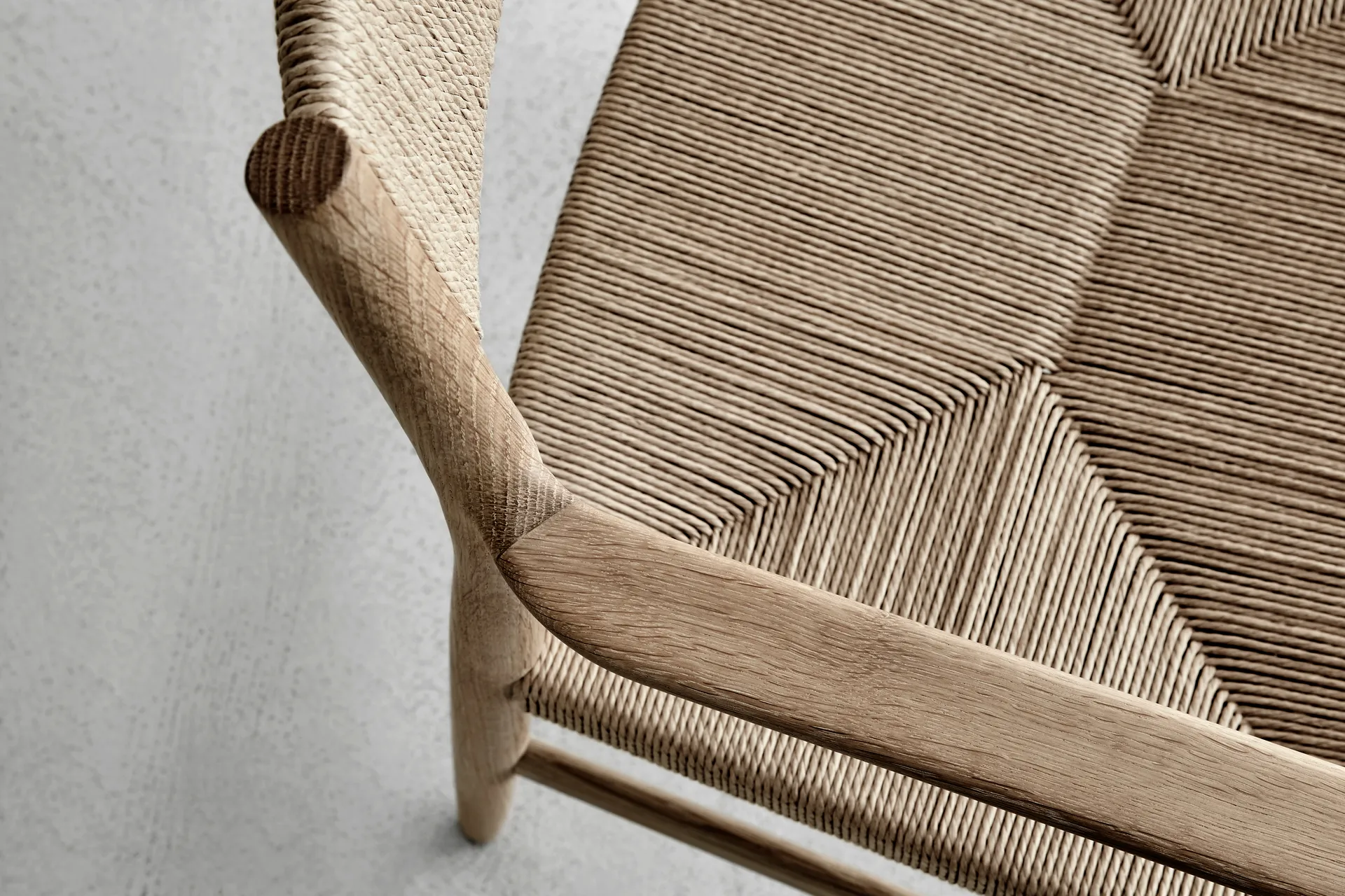 Arv arm chair woven seat, White oiled oak-paper ribbon Brdr. Krüger