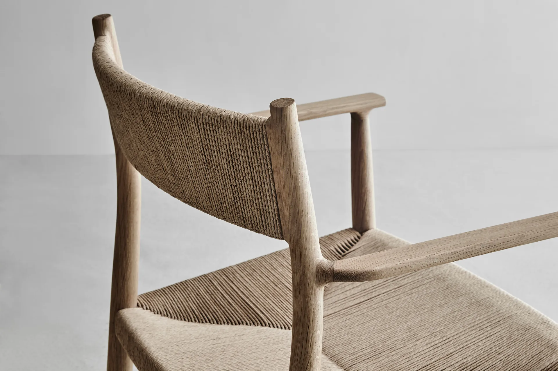 Arv arm chair woven seat, White oiled oak-paper ribbon Brdr. Krüger