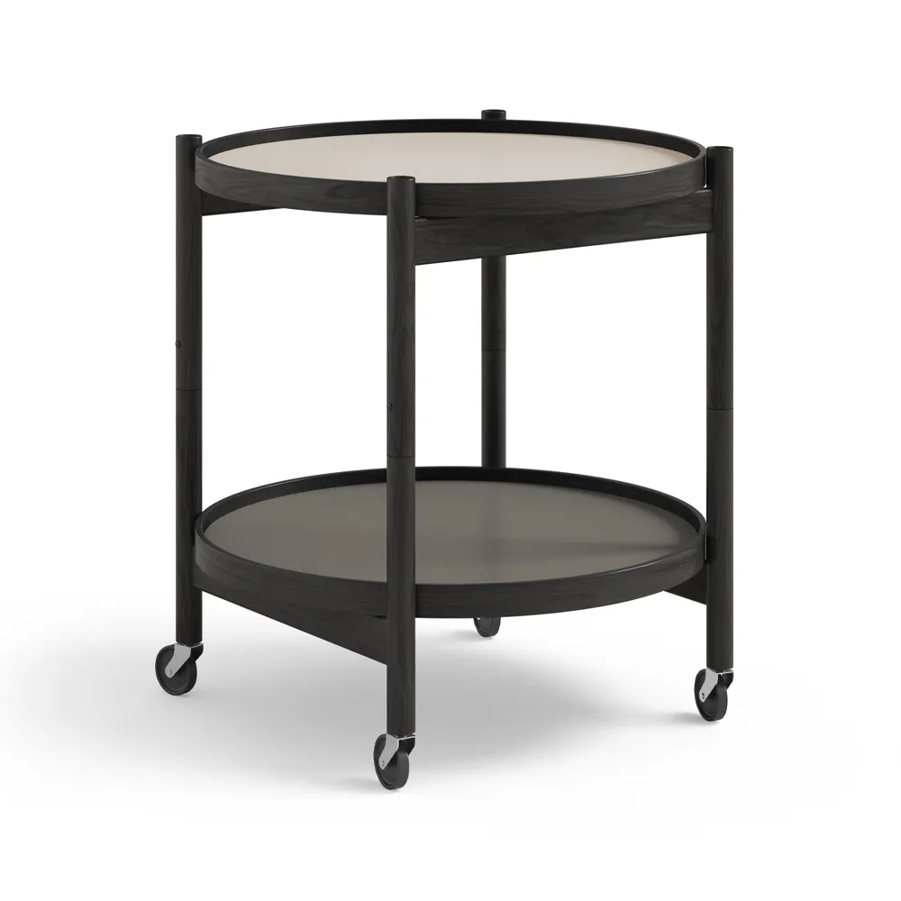 Bølling Tray Table model 50, Stone, black lacquered oak stand Brdr. Krüger