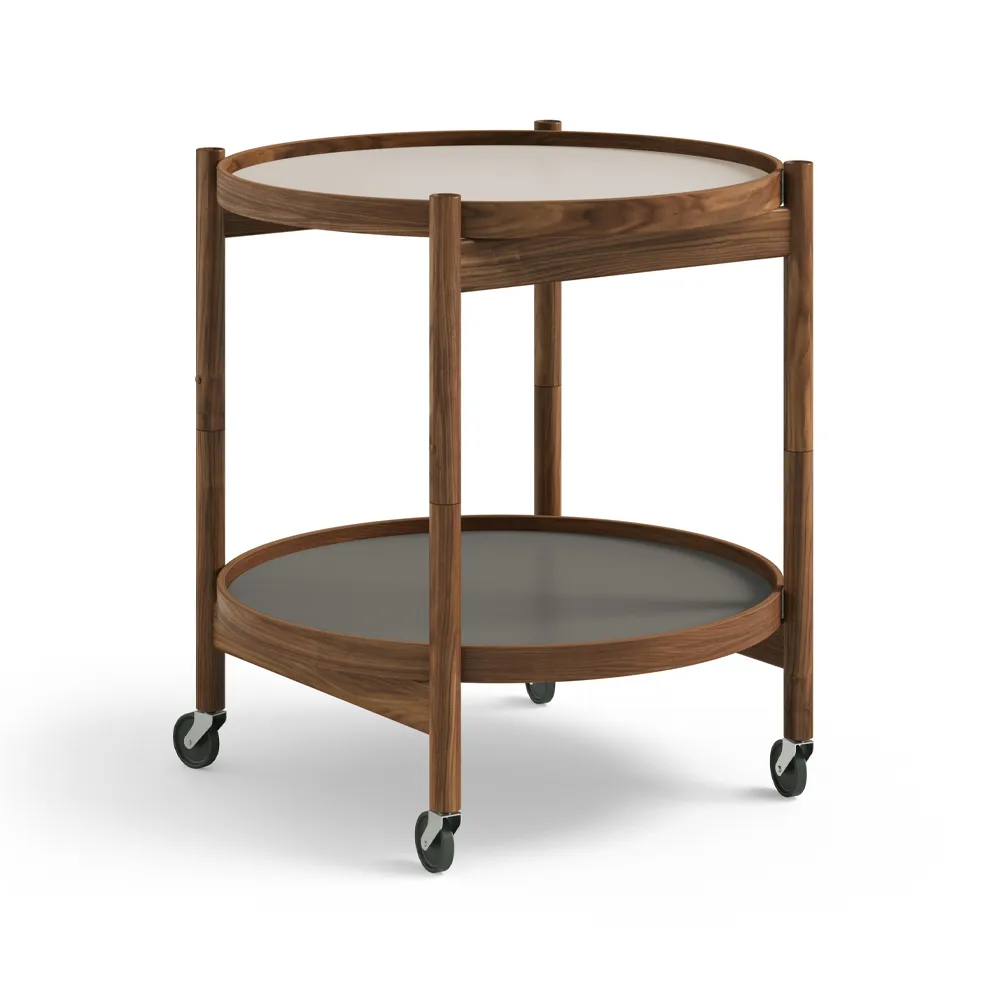 Bølling Tray Table model 50, Stone, oiled walnut stand Brdr. Krüger