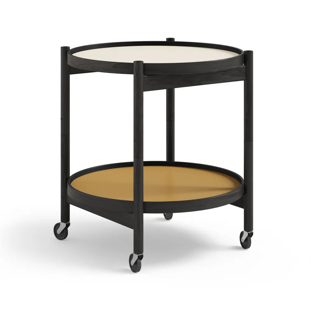 Bølling Tray Table model 50, Sunny, black lacquered oak stand Brdr. Krüger