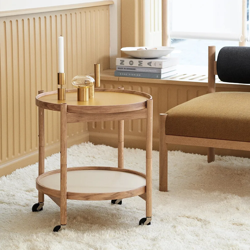 Bølling Tray Table model 50, Sunny, untreated oak stand Brdr. Krüger
