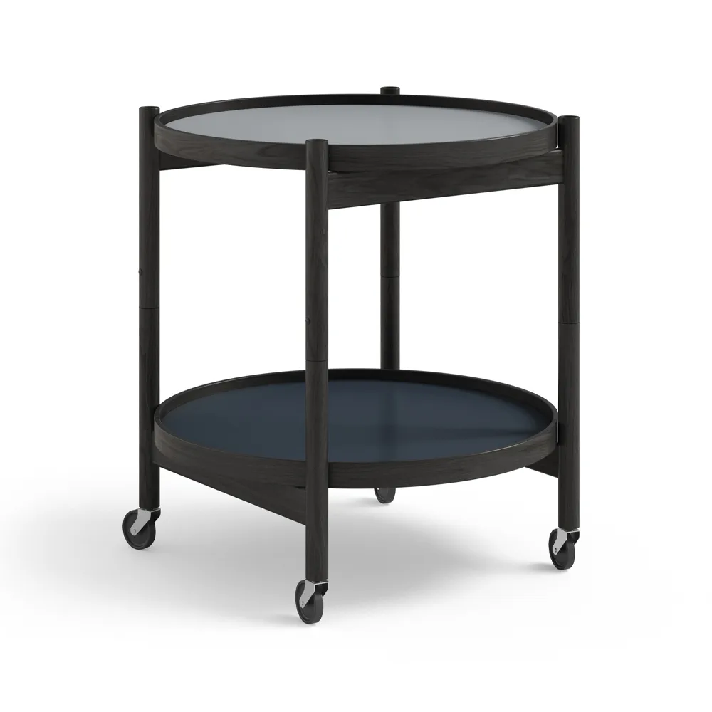 Bølling Tray Table model 50, Water, black lacquered oak stand Brdr. Krüger