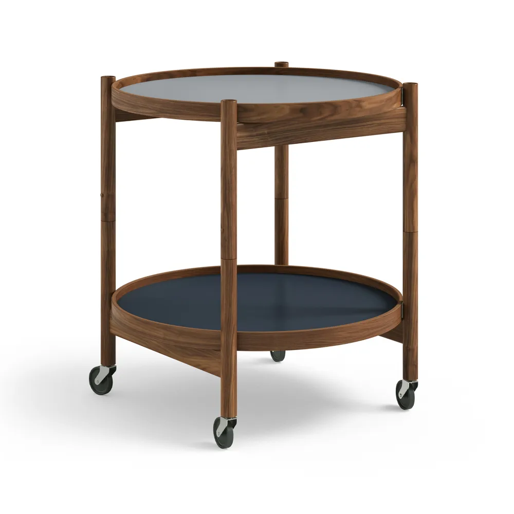 Bølling Tray Table model 50, Water, oiled walnut stand Brdr. Krüger