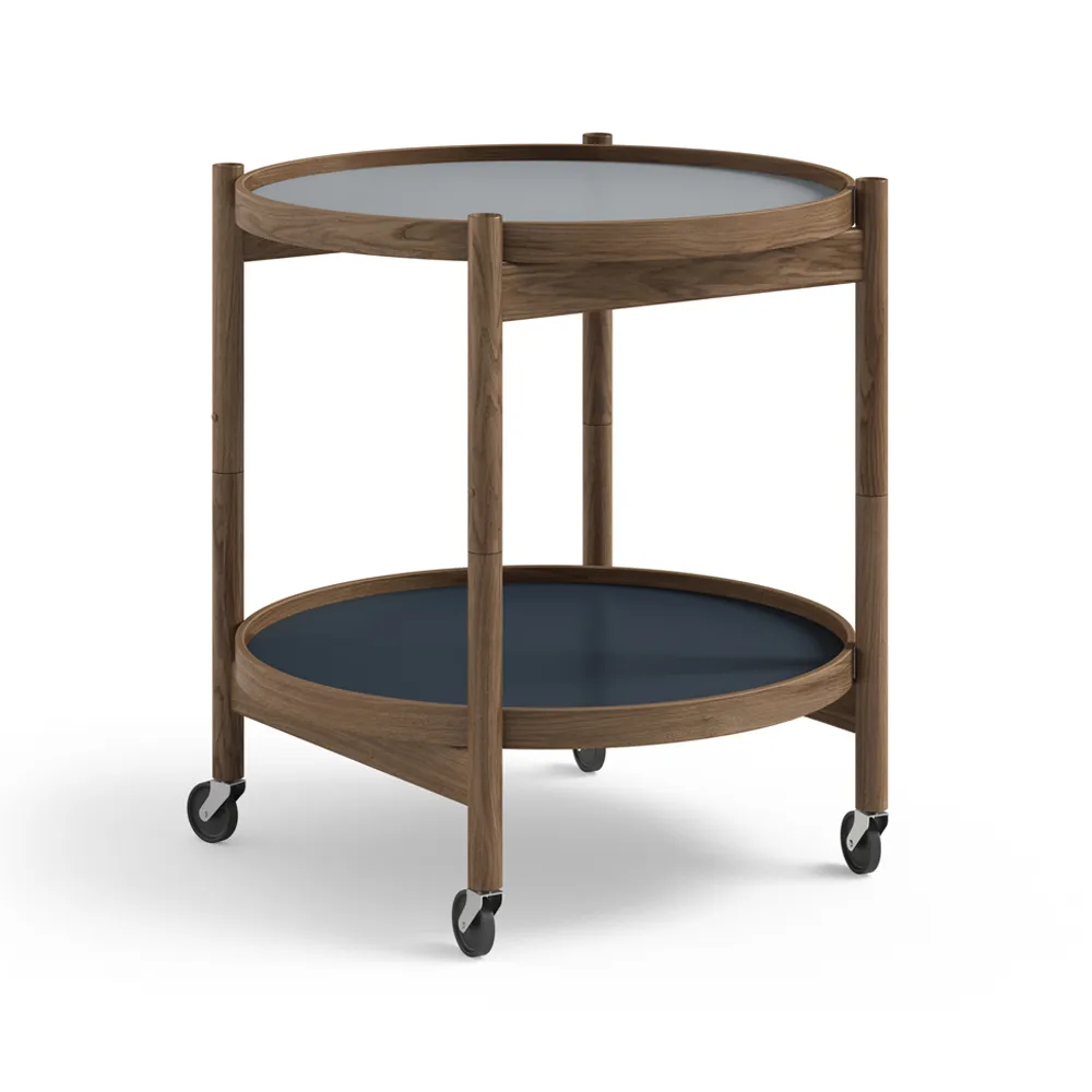 Bølling Tray Table model 50, Water, smoke oiled oak stand Brdr. Krüger