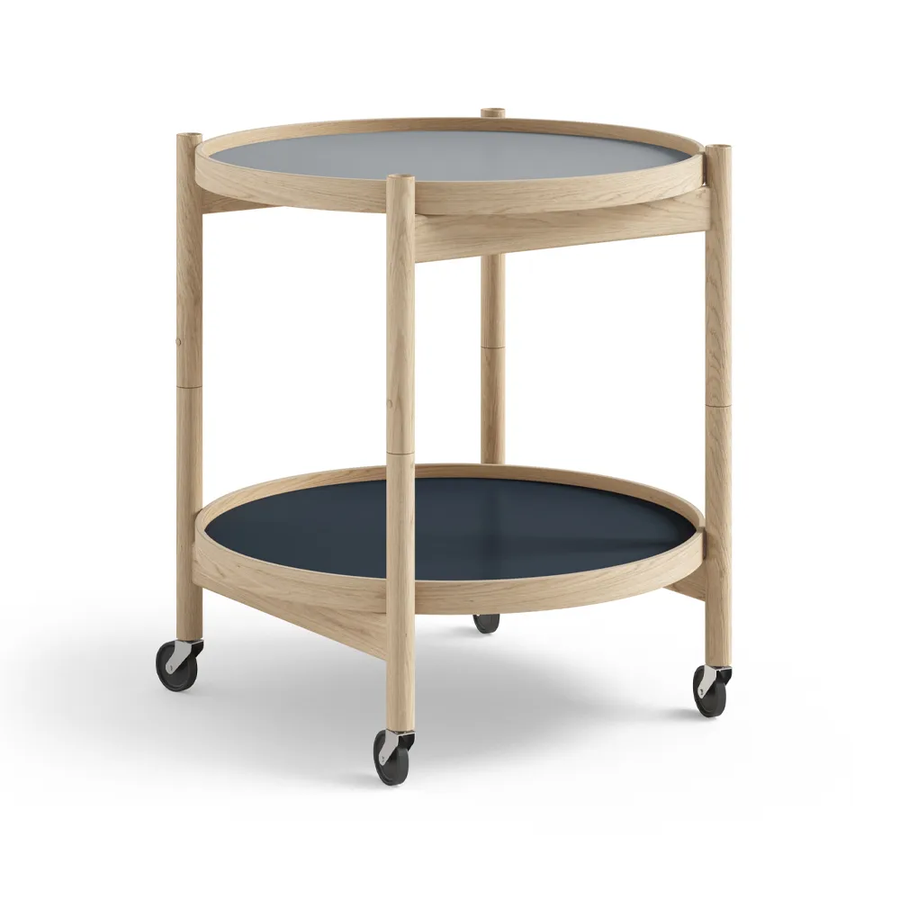 Bølling Tray Table model 50, Water, untreated oak stand Brdr. Krüger