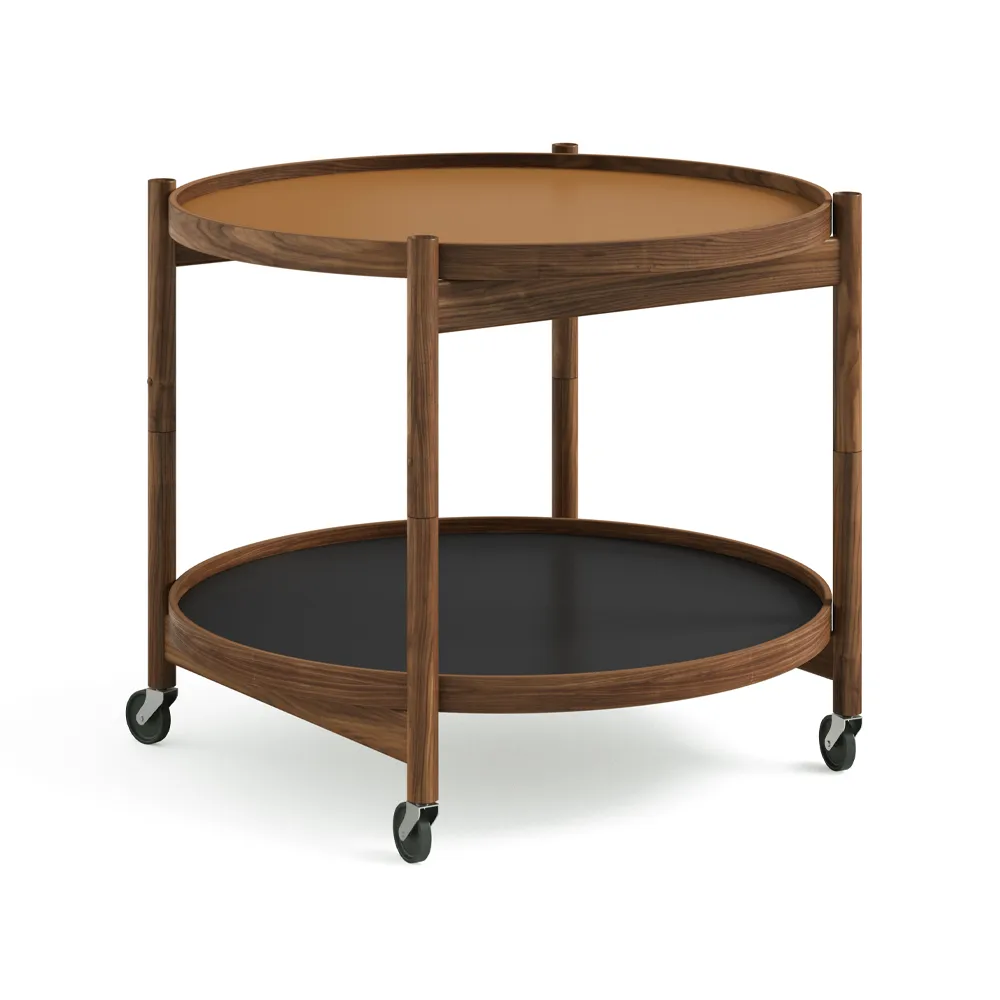 Bølling Tray Table model 60, Clay, oiled walnut stand Brdr. Krüger