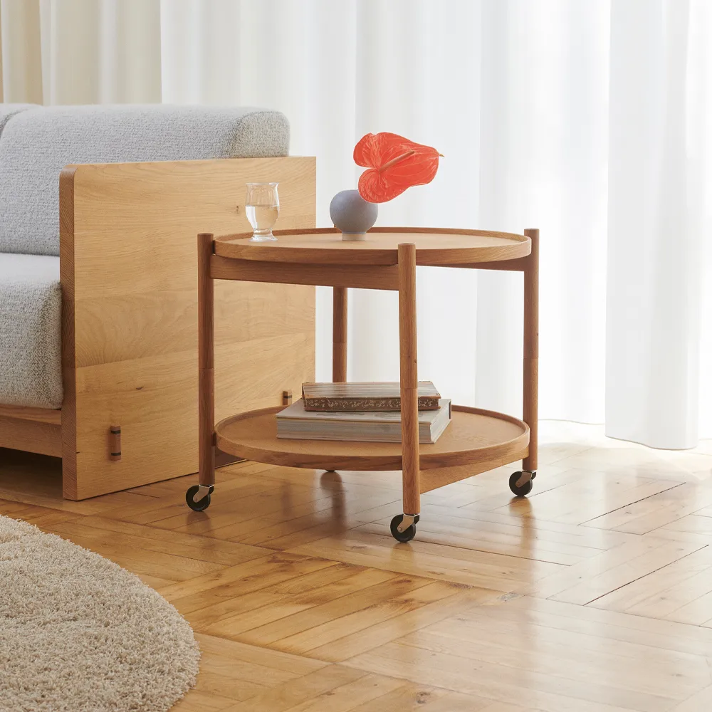 Bølling Tray Table model 60, Earth, oiled beech stand Brdr. Krüger