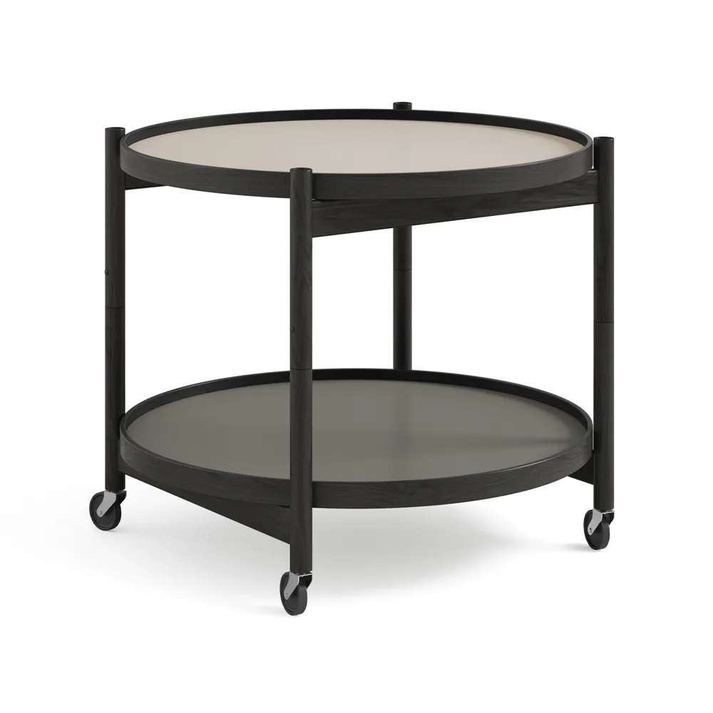 Bølling Tray Table model 60, Stone, black lacquered oak stand Brdr. Krüger