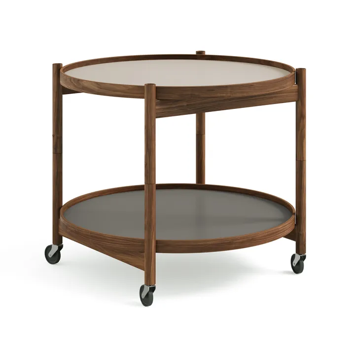 Bølling Tray Table model 60 - Stone, oiled walnut stand - Brdr. Krüger