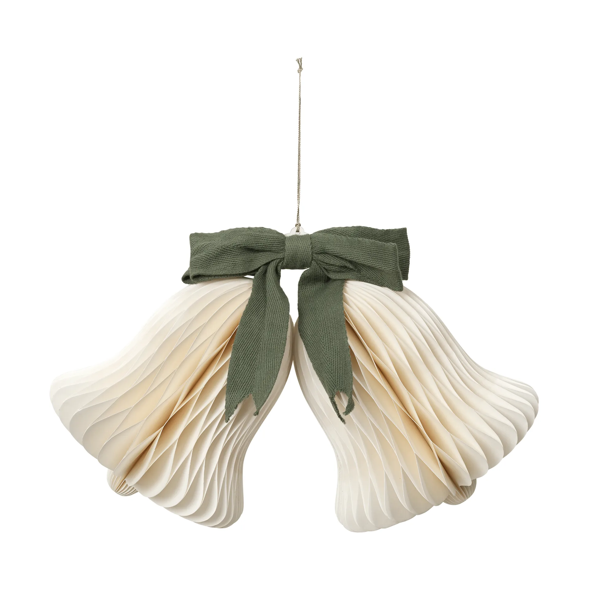 Chime bell Christmas hanging decoration, Off White-Grape Leaf Green Broste Copenhagen