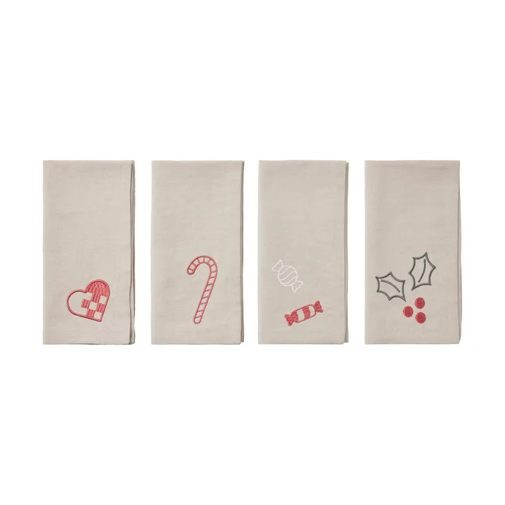 Fryd fabric napkins 45x45 cm 4 pieces - Light warm grey-red - Broste Copenhagen