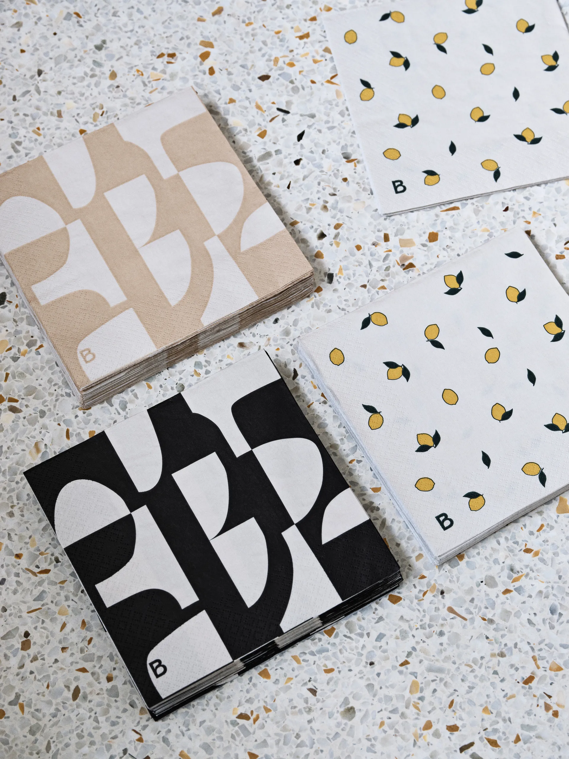 Lemon napkin 33x33 cm 20-pack, Off-white yellow Broste Copenhagen