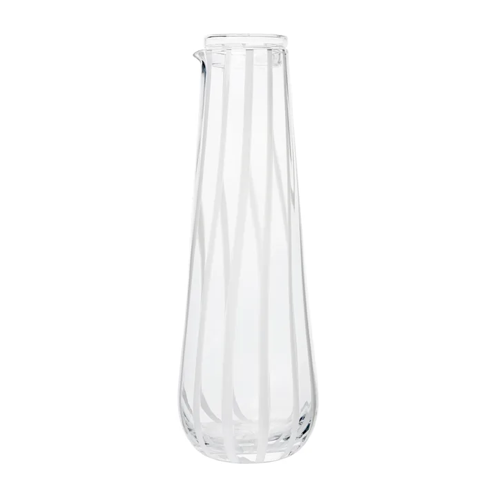 Stripe carafe with lid 0.8 l - Clear-white stripes - Broste Copenhagen