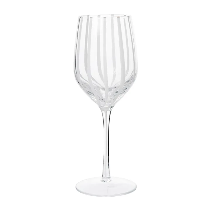 Stripe white wine glass 35 cl - Clear-white stripes - Broste Copenhagen