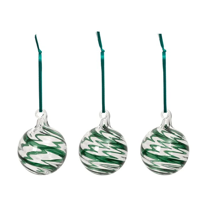 Swirl Christmas bauble - Deep Forest-Clear - Broste Copenhagen