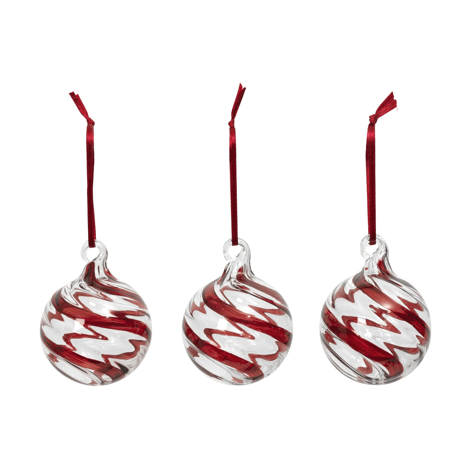 Swirl Christmas bauble, Deep Red-Clear Broste Copenhagen