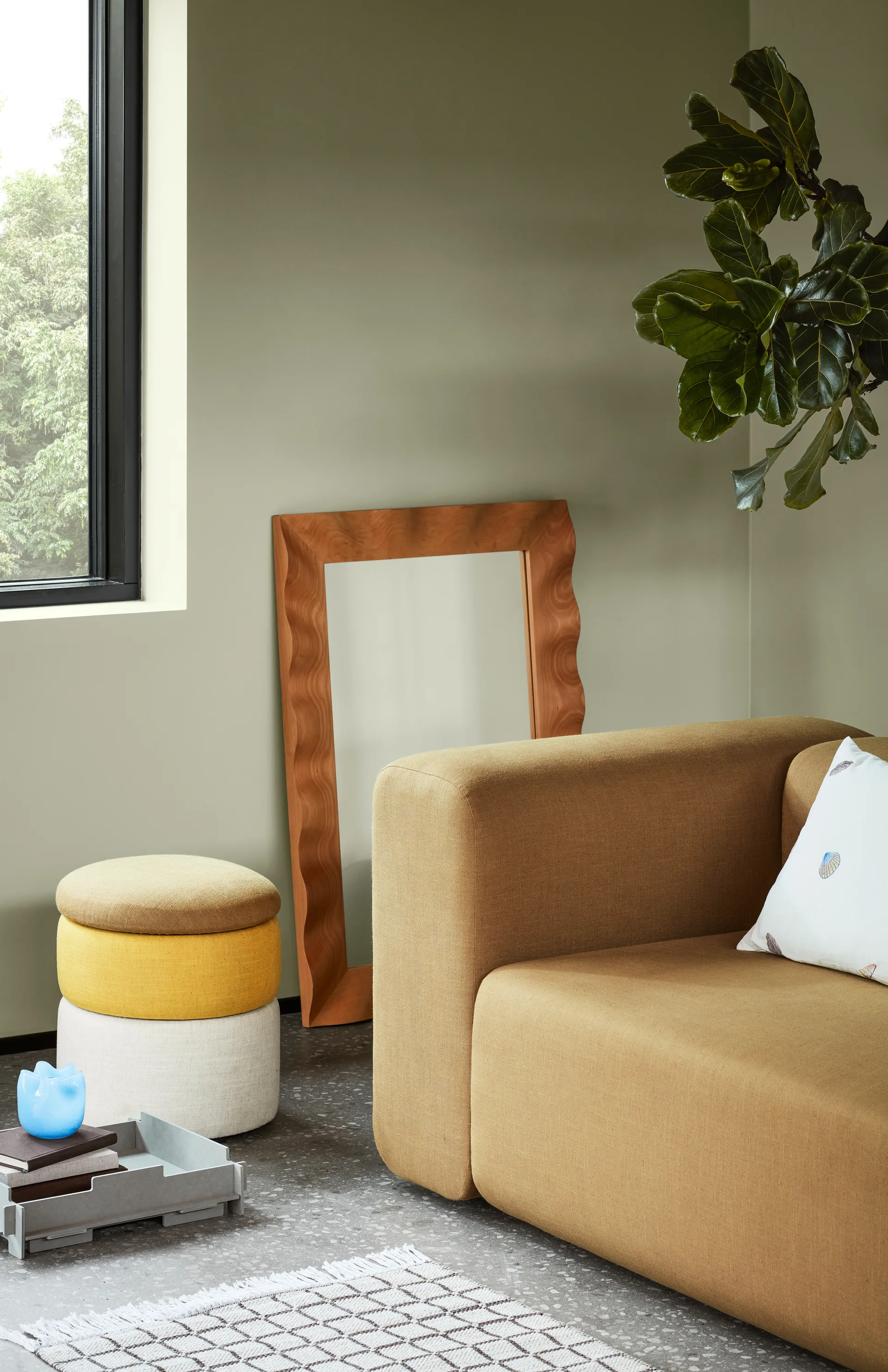 Wavy mirror 70x100 cm, Natural brown Broste Copenhagen