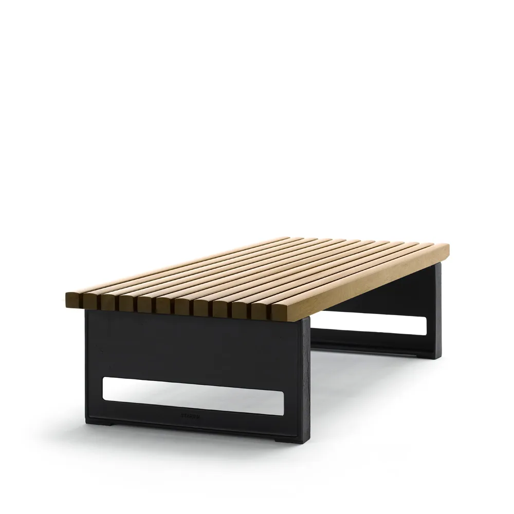 Block bench, Oak oil, wide, black stand Byarums bruk