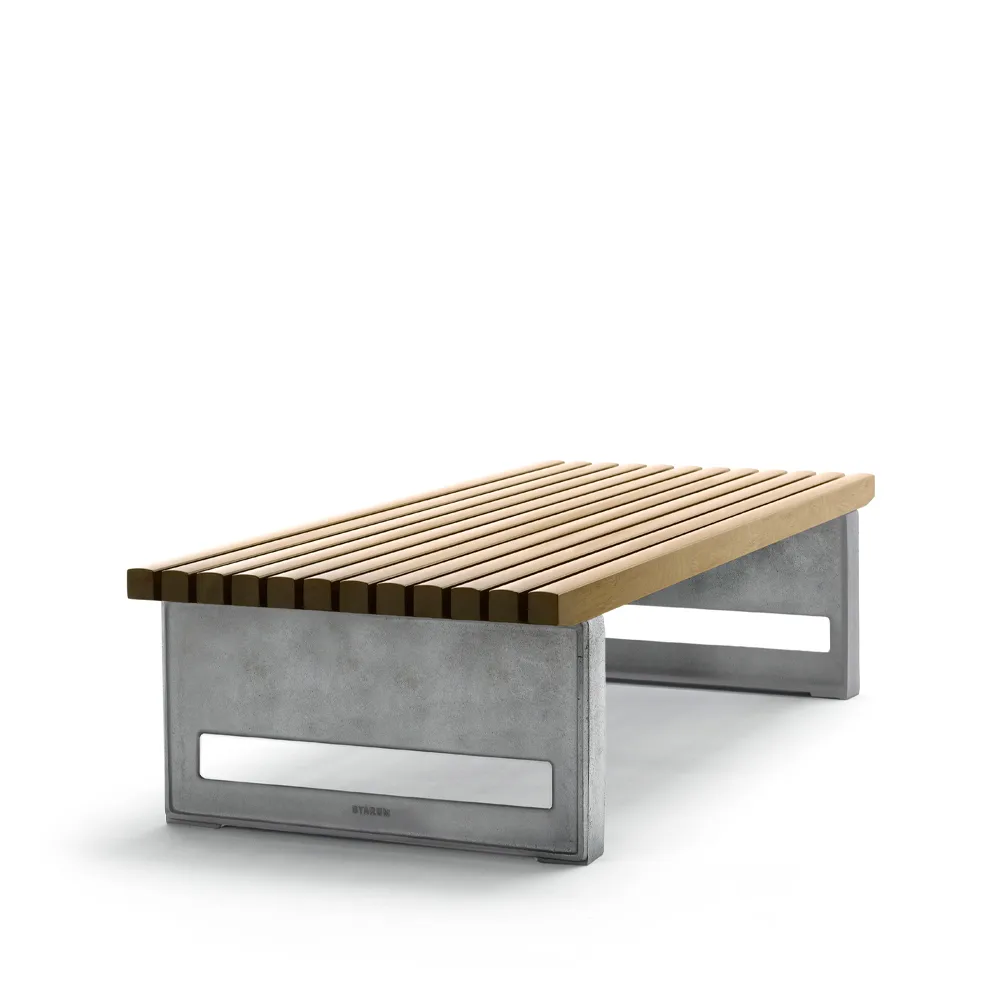 Block bench, Oak oil, wide, raw aluminum stand Byarums bruk