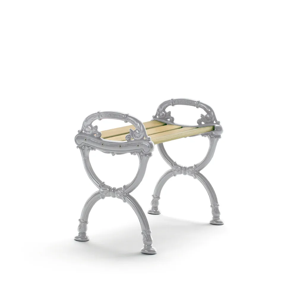 Byarum stool, Pine impregnation, raw aluminum frame Byarums bruk