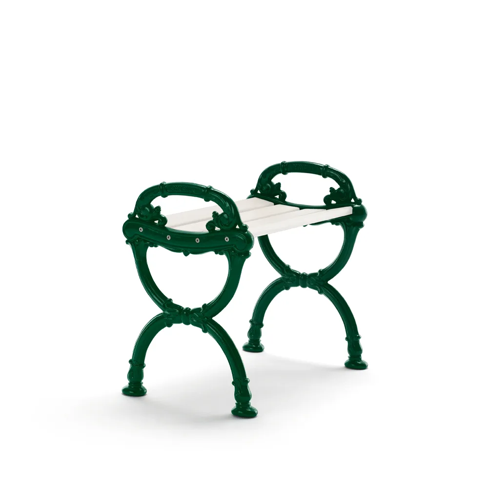 Byarum stool, White lacquered pine, green stand Byarums bruk
