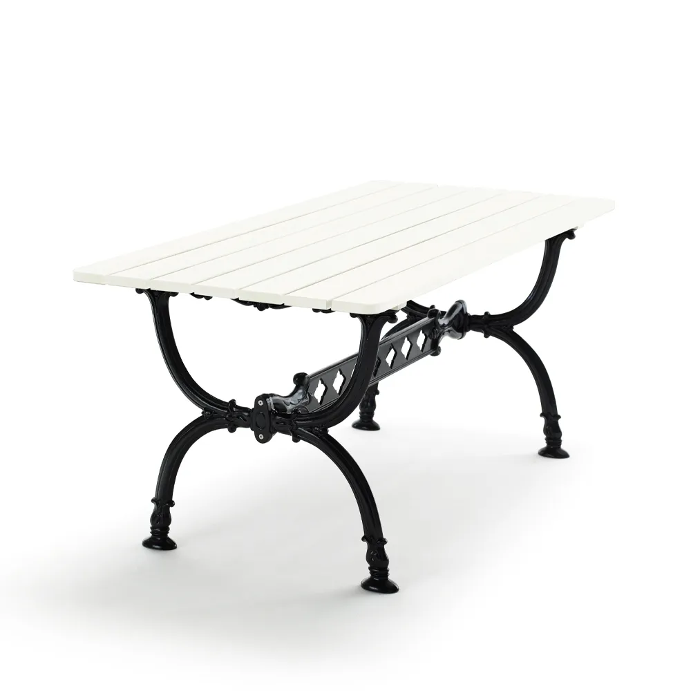 Byarum table 142x72 cm, White lacquered pine, black stand Byarums bruk