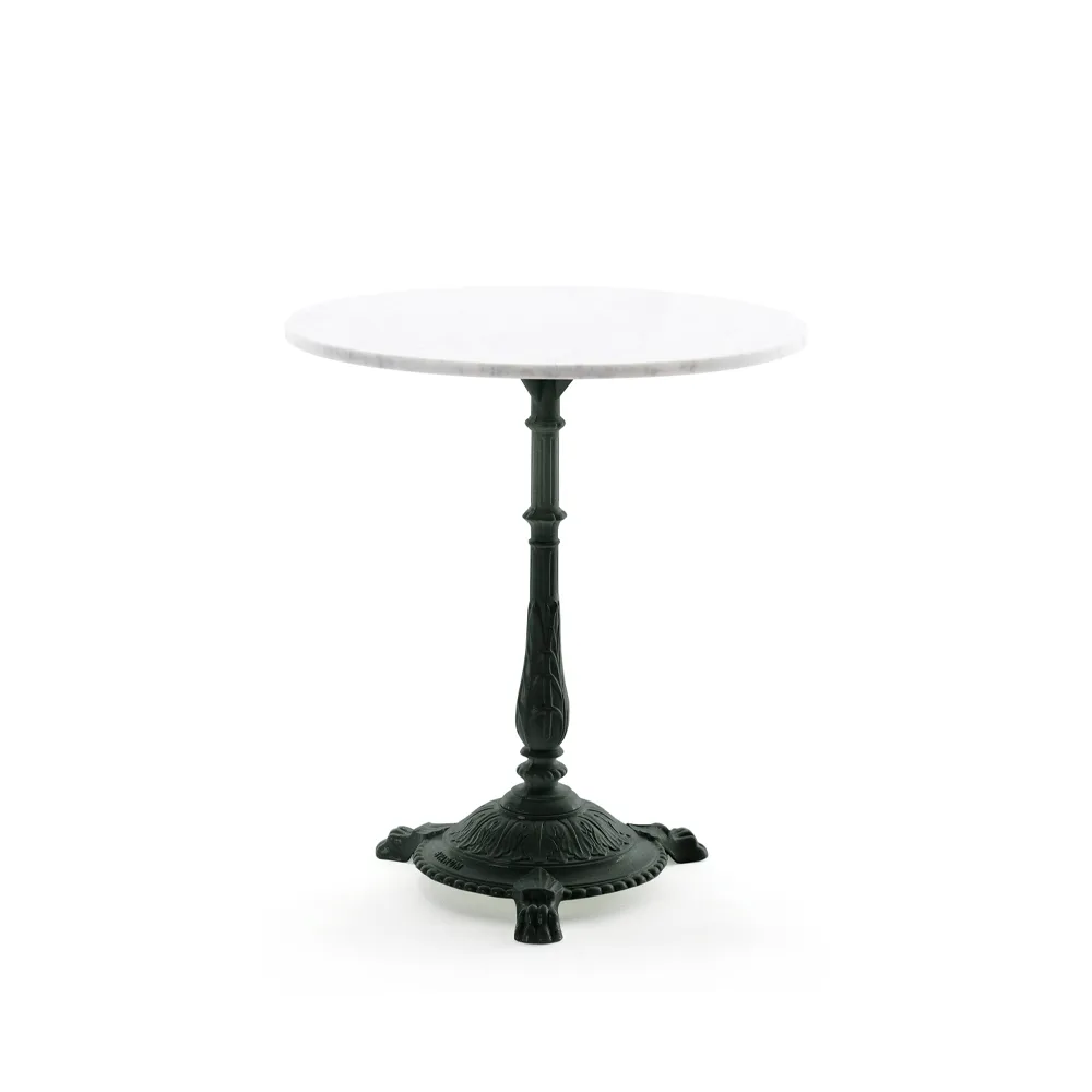 Classic coffee table, Marble white, black stand Byarums bruk