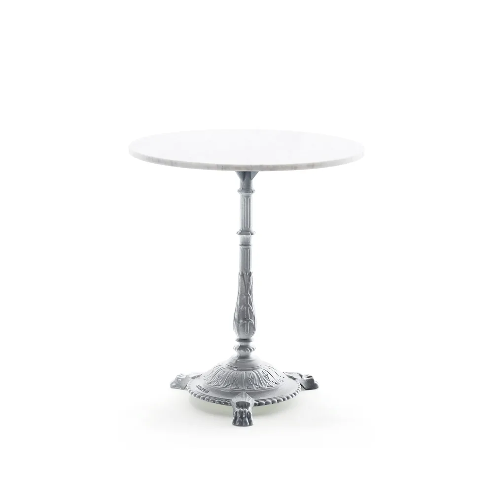 Classic coffee table, Marble white, raw aluminum stand Byarums bruk