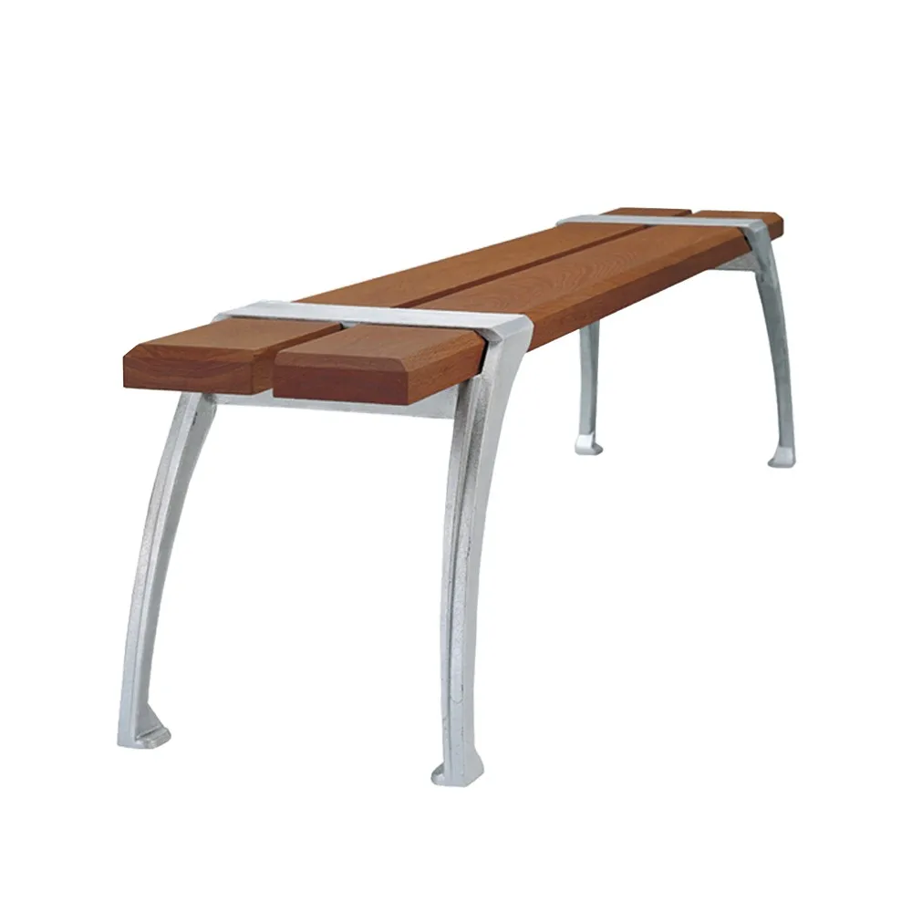 Haga bench, Mahogany oil, raw aluminum stand Byarums bruk