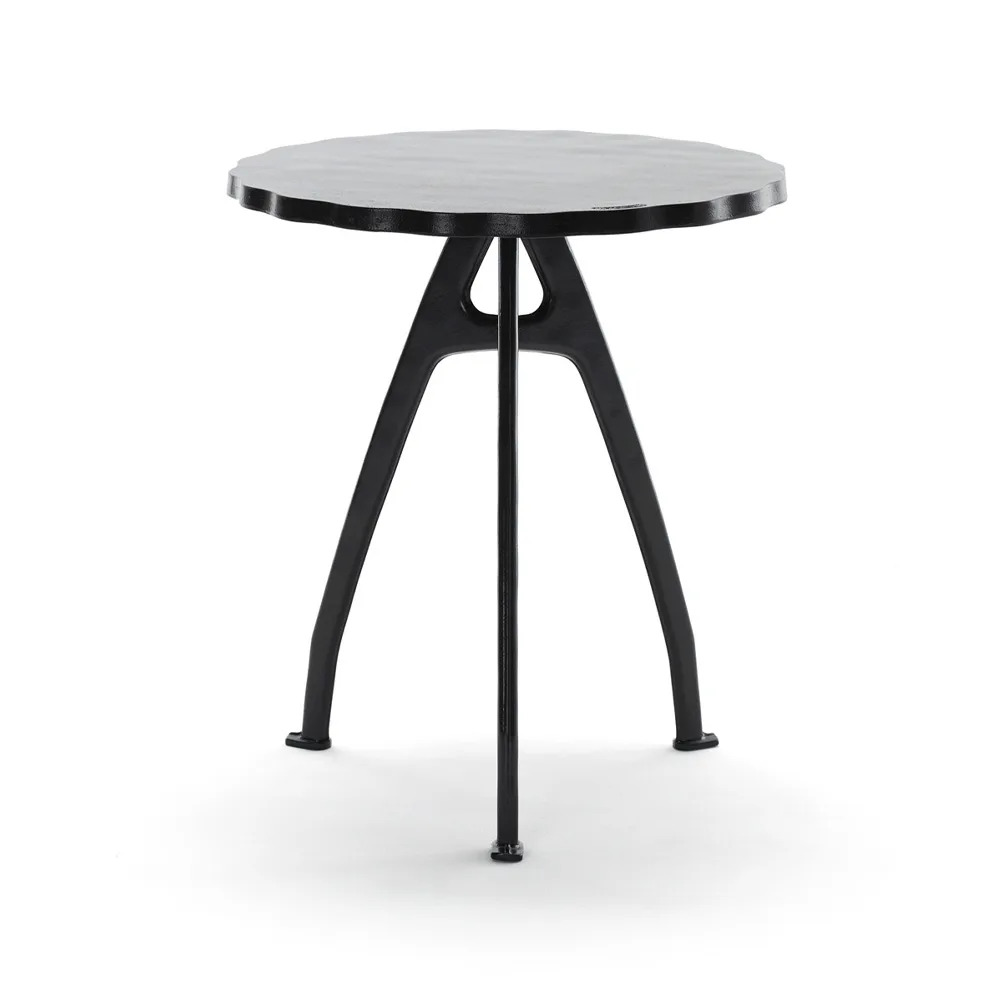 Odd coffee table, Black, black lacquered stand, wavy edge Byarums bruk