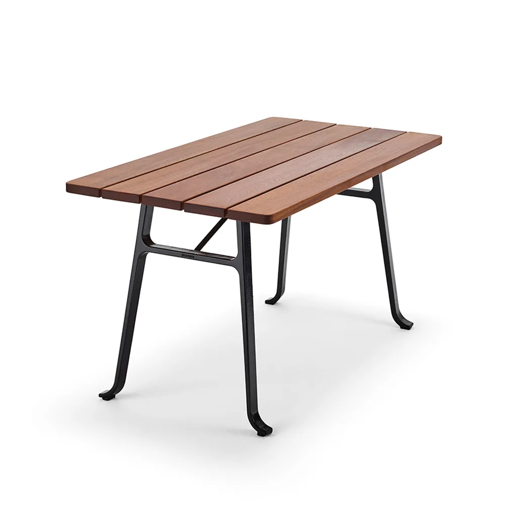 Seriff table, Mahogany oil, black stand Byarums bruk