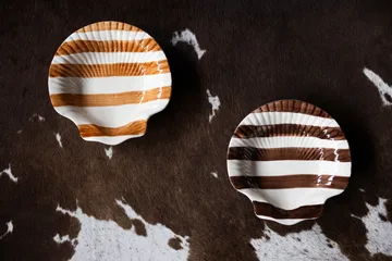 Armona stripe plate 23.5x23.5 cm - Light brown-white - Byon