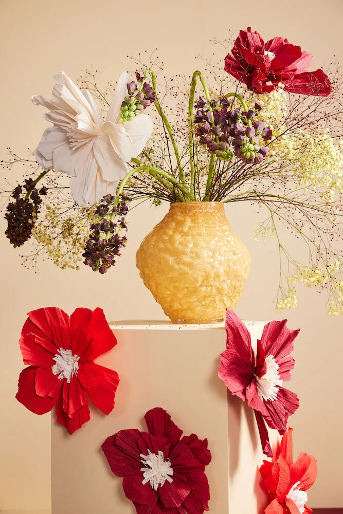 Corallo vase M 26x28x27 cm, Yellow Byon