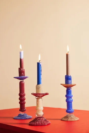Lara candle holder M 26 cm - Blue - Byon