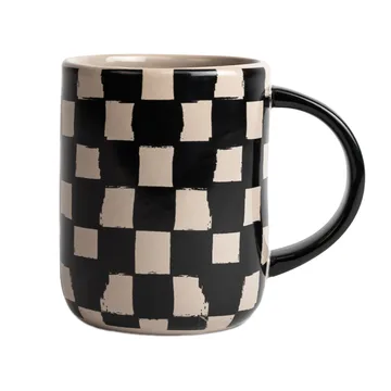 Liz mug check 28 cl - Black-beige - Byon