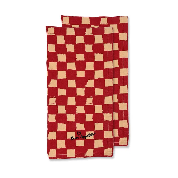 Love kitchen towel 50x70 cm 2-pack - Red Sand - Byon