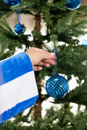 Opacity Christmas tree bauble M Ø8 cm 2-pack - Blue - Byon