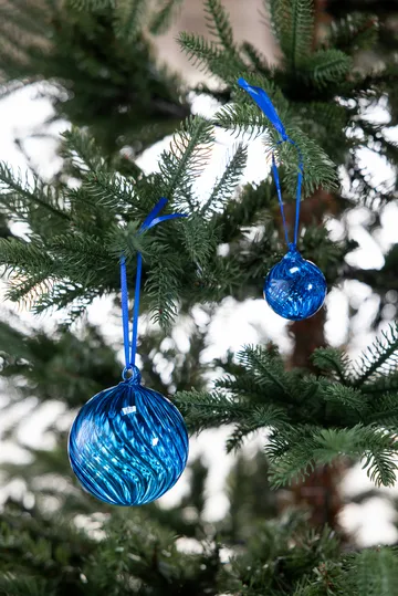 Opacity Christmas tree bauble M Ø8 cm 2-pack - Blue - Byon