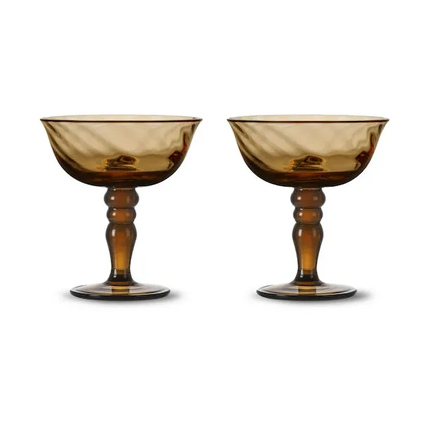 Opacity Italian champagne coupe 15 cl 2-pack, Brown Byon