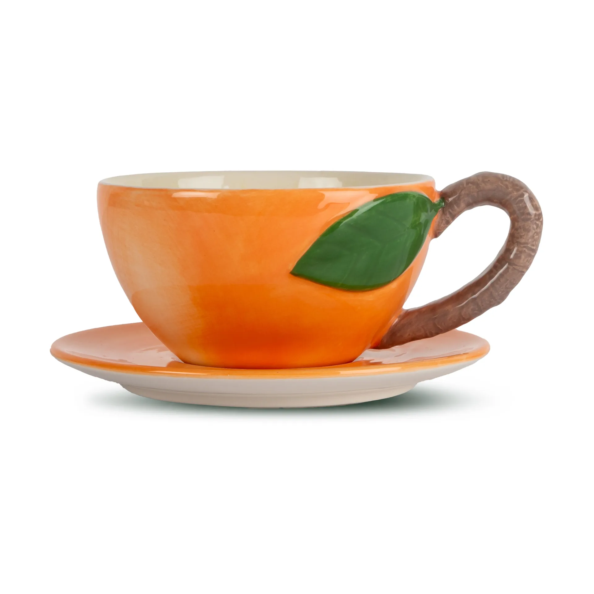 Peach cup with saucer, Orange Byon