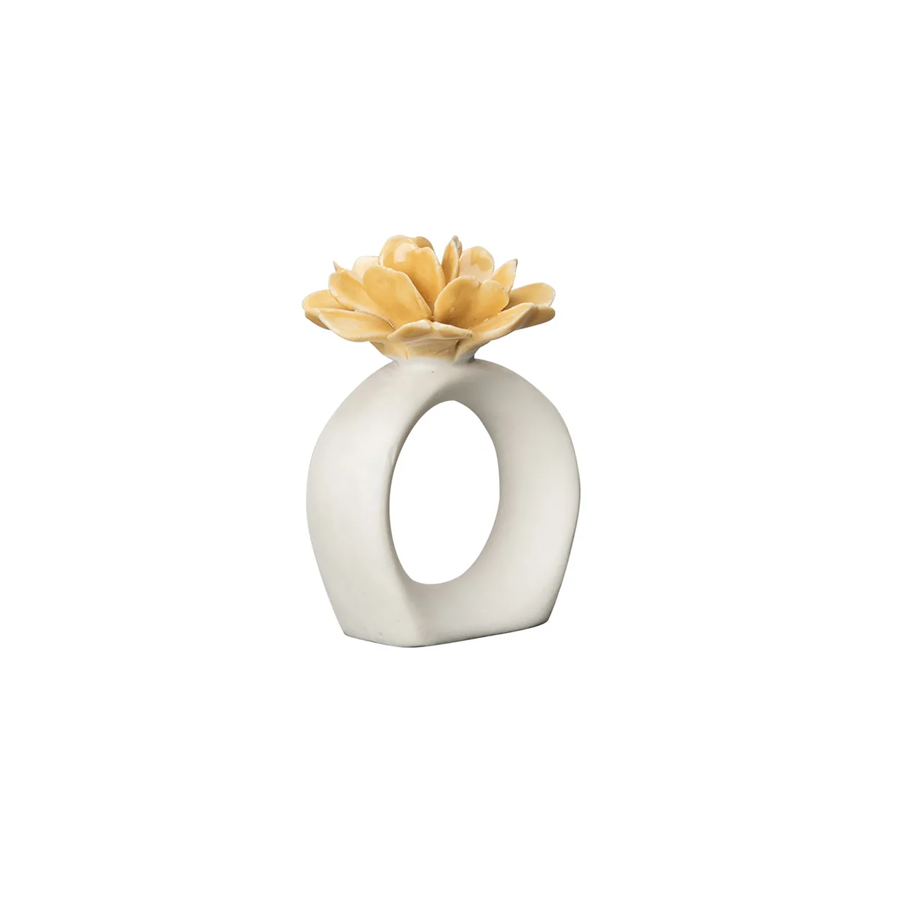 Water Lily napkin ring, white-mustard Byon