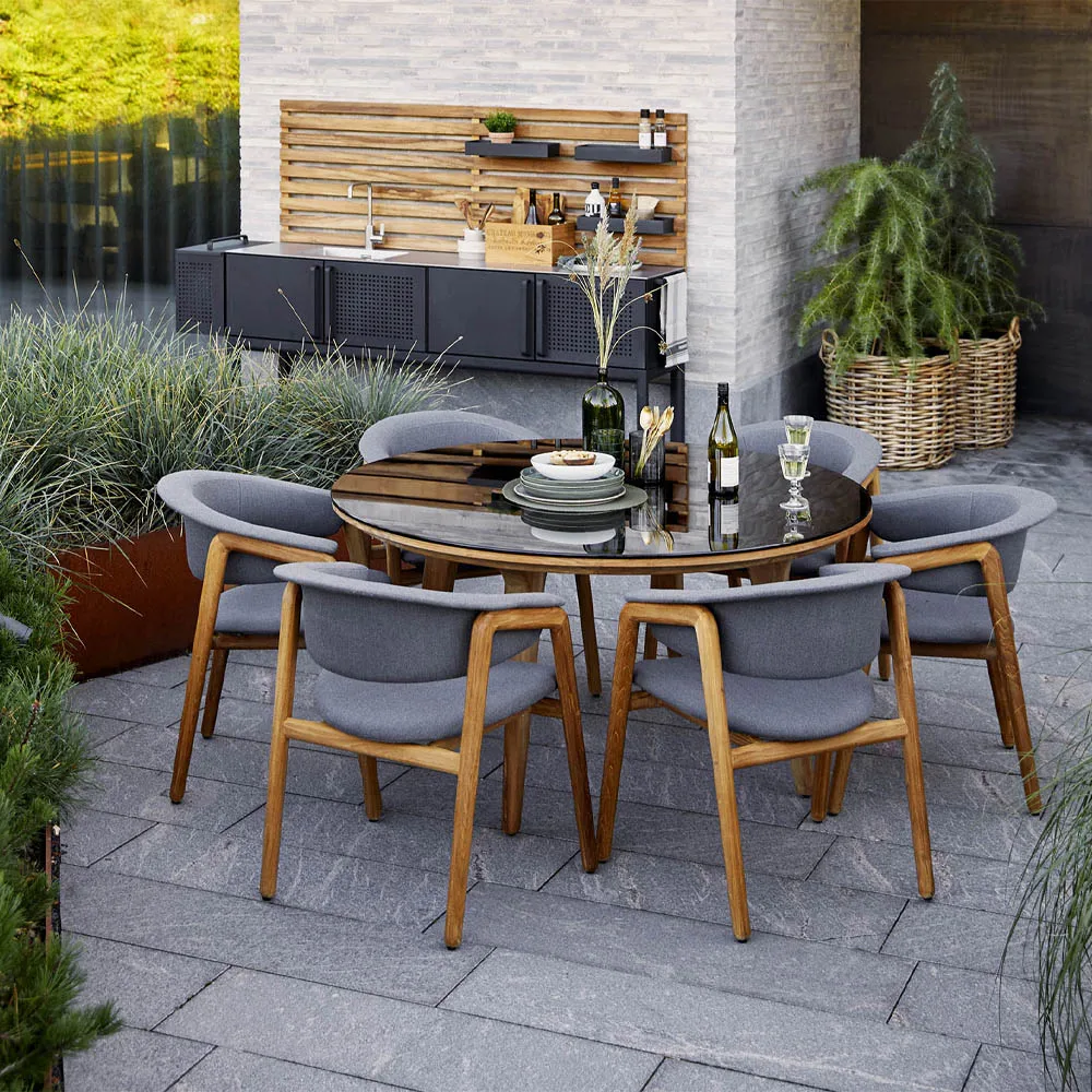Aspect dining table round, Travertine Cane-line