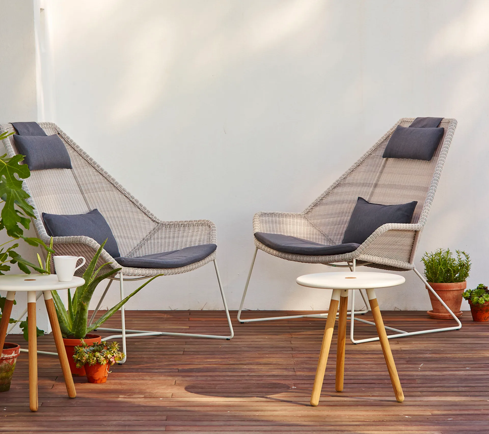 Breeze cushion set lounge armchair high back, Cane-line Natté grey Cane-line