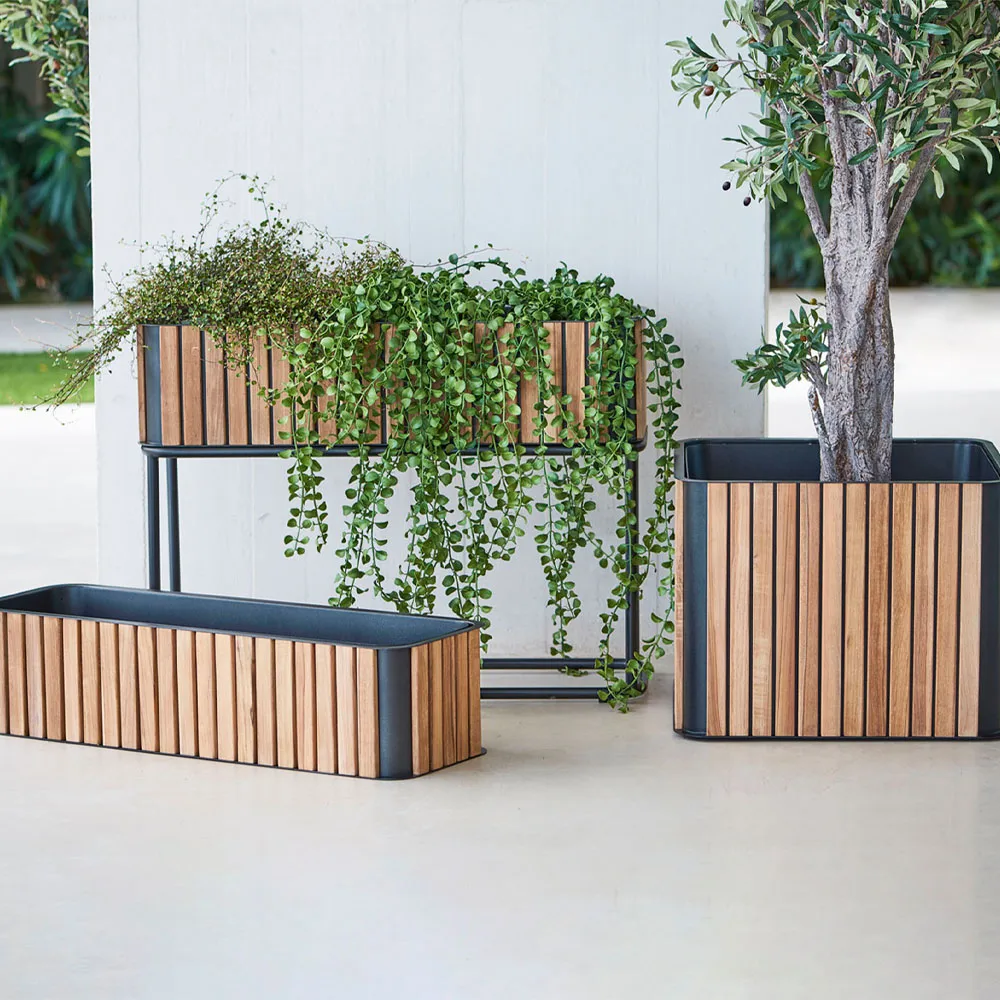 Combine plant box, Teak, lava grey Cane-line